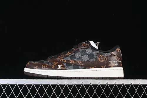 All categories Air Jordan Jordan series basketball shoes Air Jordan 1 Low High-end customized low-top sneakers Travis Scott x Fragment Design x Air Jordan 1 Low OG SP AJ1 Joe 1 LV joint brown and gray plaid low-top cultural and casual sneakers SC0601-051